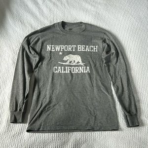 MV Sport Grey and White Newport Beach California Bear Long Sleeved Shirt